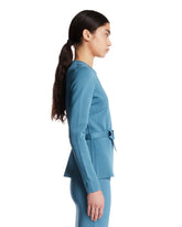 Light Blue Crew Neck Top with Belt | PDP | Antonia