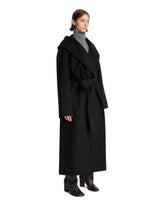Black Hooded Wool Belted Coat | PDP | Antonia