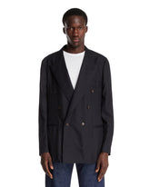 Blue Double-Breasted Cashmere Jacket | PDP | Antonia