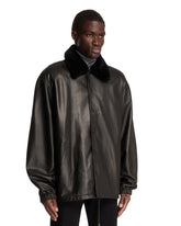 Black Leather Coach Jacket | PDP | Antonia