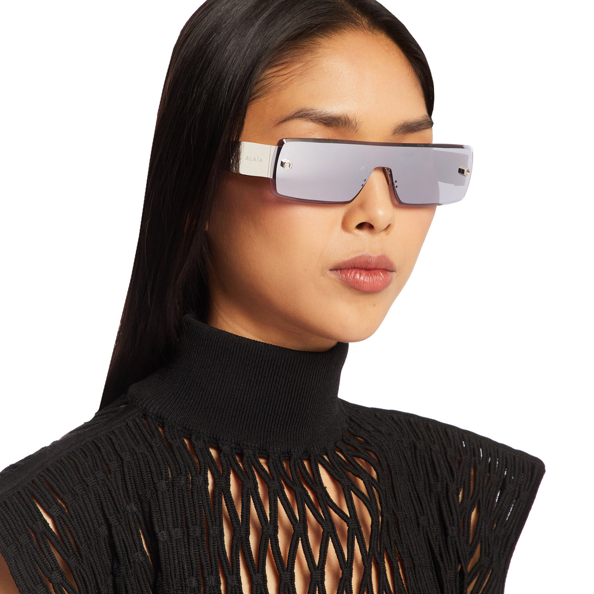 Occhiali da Sole A Mascherina Argentati ALAIA Antonia