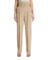Beige Compact Cotton Pants - Bottega Veneta women | PLP | Antonia