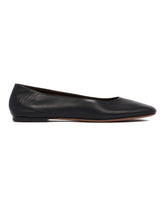 Black Leather Square-Toed Flats | PDP | Antonia