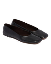 Black Leather Square-Toed Flats | PDP | Antonia