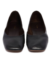 Black Leather Square-Toed Flats | PDP | Antonia