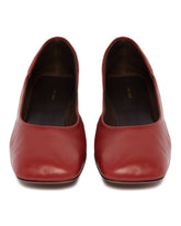 Red Low Square-Toe Flats | PDP | Antonia