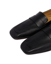 Black Square Leather Loafers | PDP | Antonia