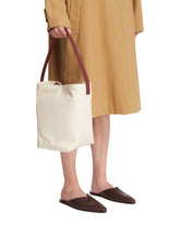 White and Burgundy Medium N/S Park Tote | PDP | Antonia