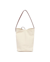 White and Burgundy Medium N/S Park Tote | PDP | Antonia