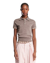 Beige Short-Sleeve Wool Polo | PDP | Antonia