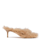 Beige Fur-Trimmed Heeled Sandals | PDP | Antonia
