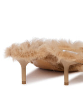 Beige Fur-Trimmed Heeled Sandals | PDP | Antonia