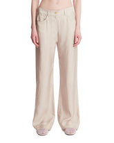 Beige Checkered Fluid Trousers | PDP | Antonia