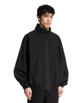 Black Cotton and Nylon Jacket with Logo | PDP | Antonia