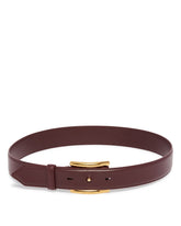 Burgundy Curve Leather Belt - Women's accessories | PLP | Antonia
