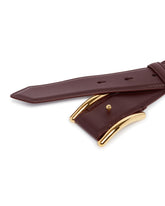 Brown Curve Leather Belt | PDP | Antonia