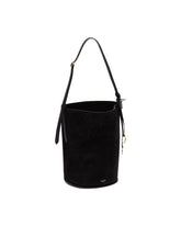 Black Small Suede Bucket Bag | PDP | Antonia