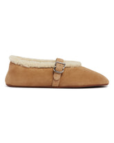 Beige Shearling Flat Ballerinas | PDP | Antonia