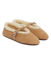 Beige Shearling Flat Ballerinas | PDP | Antonia