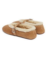 Beige Shearling Flat Ballerinas | PDP | Antonia