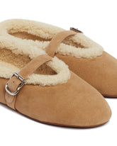 Beige Shearling Flat Ballerinas | PDP | Antonia
