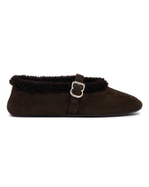Brown Shearling Flat Ballerinas | PDP | Antonia