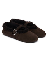 Brown Shearling Flat Ballerinas | PDP | Antonia