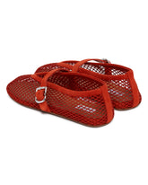Red Mesh Ballerina Flats | PDP | Antonia