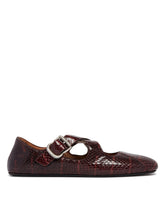 Brown Python-Print Crisscross Flat Ballet Flats | PDP | Antonia