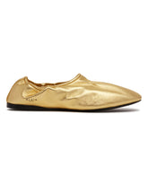 Gold Leather Flat Ballerinas | PDP | Antonia