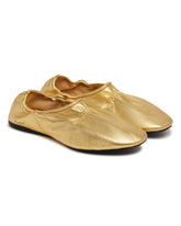 Gold Leather Flat Ballerinas | PDP | Antonia