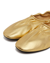 Gold Leather Flat Ballerinas | PDP | Antonia