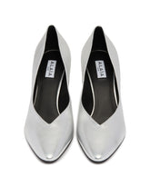 Silver Leather Cone Pumps | PDP | Antonia