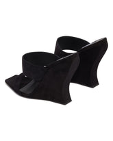 Black Suede Wave Mules | PDP | Antonia
