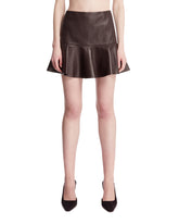Brown Leather Ruffle Skirt | PDP | Antonia