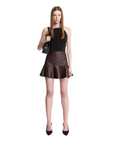 Brown Leather Ruffle Skirt | PDP | Antonia