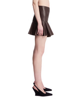 Brown Leather Ruffle Skirt | PDP | Antonia