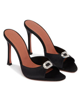 Black Camelia Satin Mules | PDP | Antonia