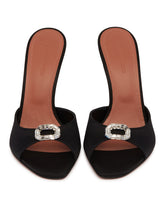 Black Camelia Satin Mules | PDP | Antonia