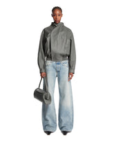 Gray Leather Bomber Jacket - Women's clothing | PLP | Antonia