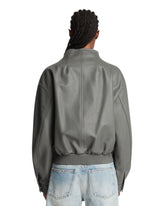 Gray Leather Bomber Jacket | PDP | Antonia