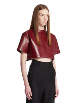 Burgundy Leather Cropped T-Shirt | PDP | Antonia