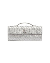 Silver Andiamo Clutch with Handle | PDP | Antonia
