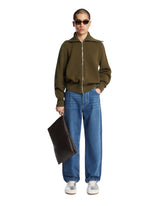 Green Wool and Cotton Zip Cardigan | PDP | Antonia