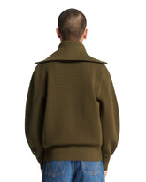 Green Wool and Cotton Zip Cardigan | PDP | Antonia