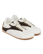 White and Brown Orbit Flash Sneakers | PDP | Antonia