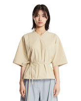 Beige Cotton Belted Top | PDP | Antonia