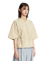 Beige Cotton Belted Top | PDP | Antonia