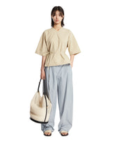 Beige Cotton Belted Top | PDP | Antonia