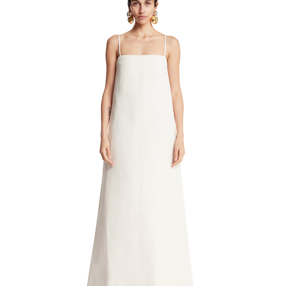 calvin klein white silk dress Calvin Klein Collection Jasmine Draped Wool Crepe de Chine Midi Dress - Women - Cream Dresses